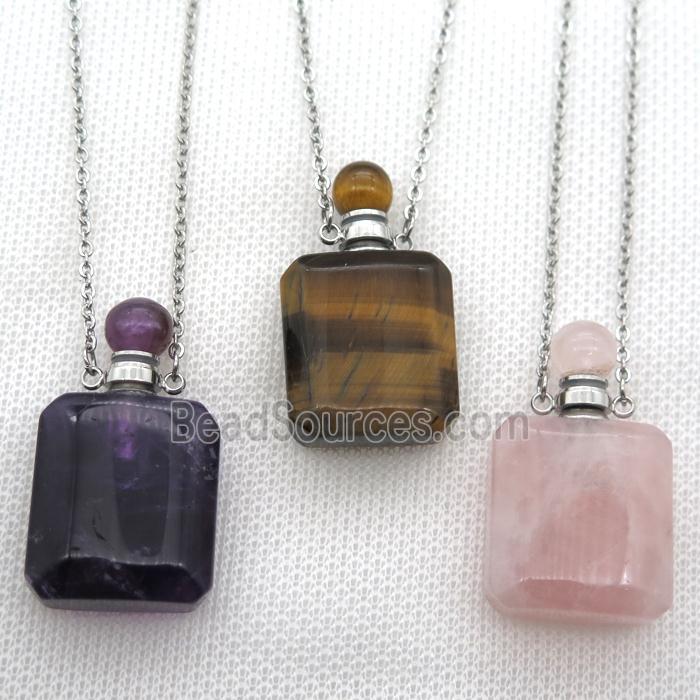 mixed Gemstone perfume bottle Necklace