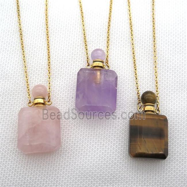 mixed Gemstone perfume bottle Necklace