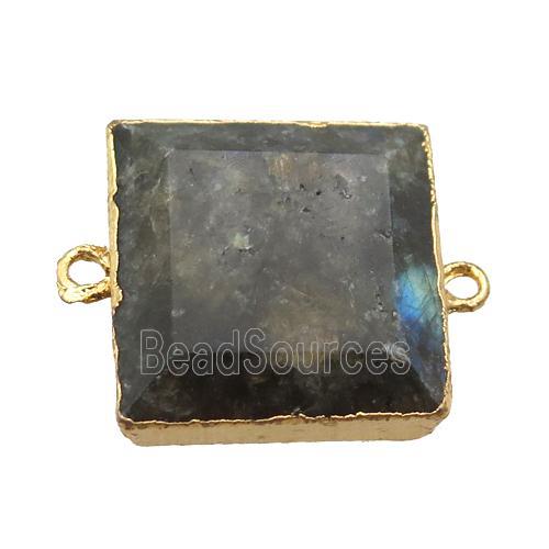 Labradorite square connector, gold plated