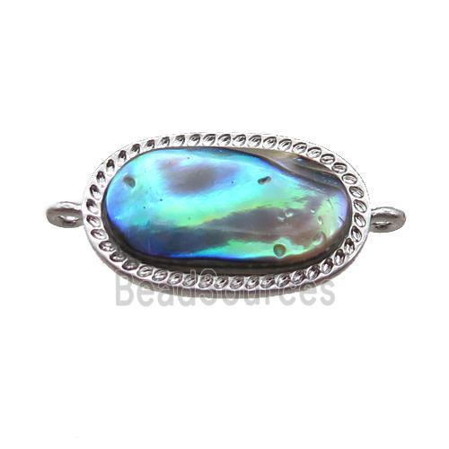 Abalone Shell oval connector, platinum plated