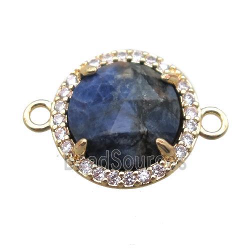 blue Lapis circle connector, gold plated