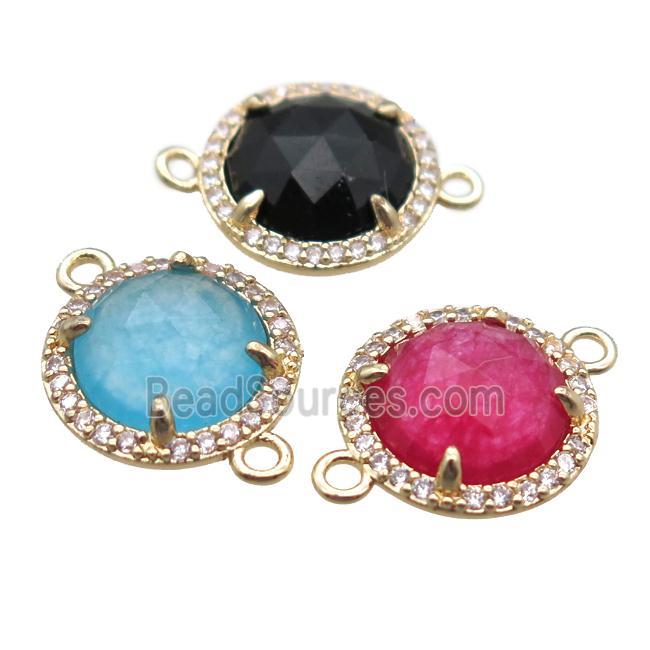 mixed Gemstone circle connector, gold plated