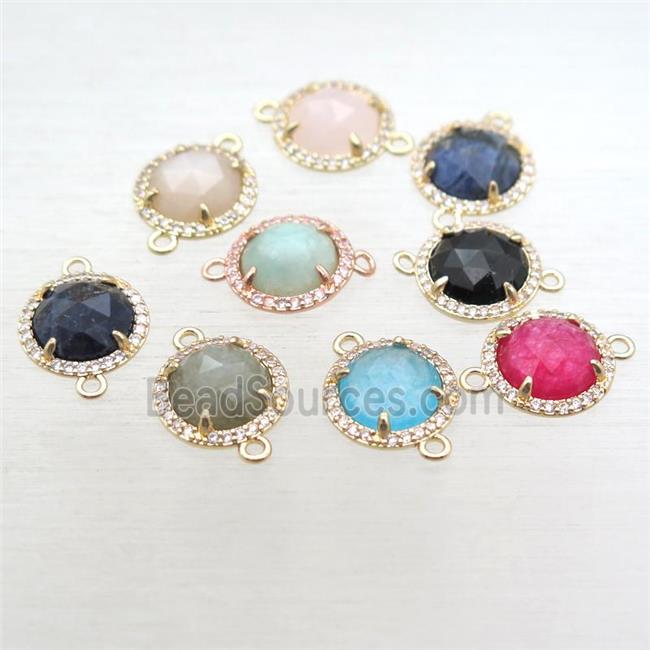 mixed Gemstone circle connector, gold plated