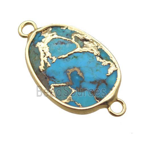 blue African Turquoise connector, gold plated