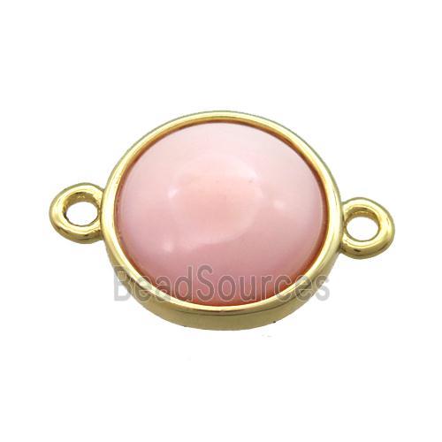 pink Queen Shell circle connector, gold plated