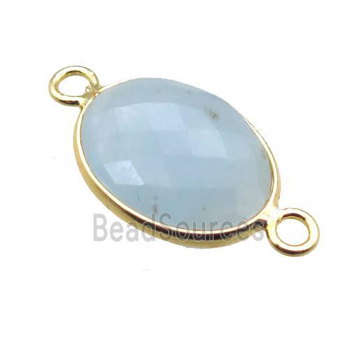 blue Aquamarine connector, faceted oval