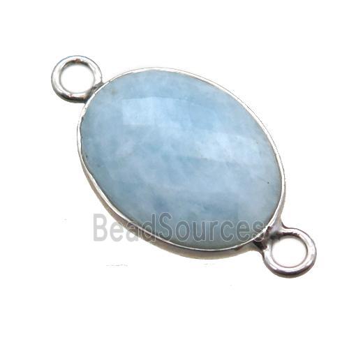 blue Aquamarine connector, faceted oval