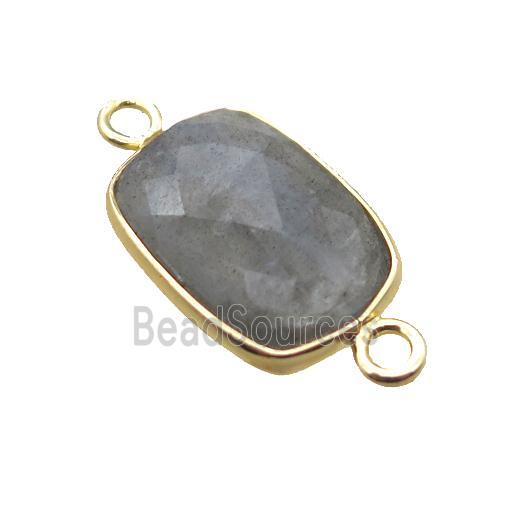 Labradorite connector, faceted rectangle