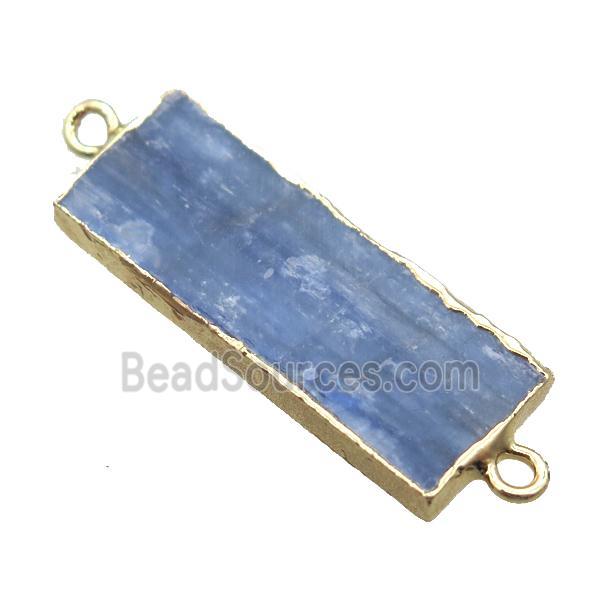 blue Kyanite rectangle connector, gold plated