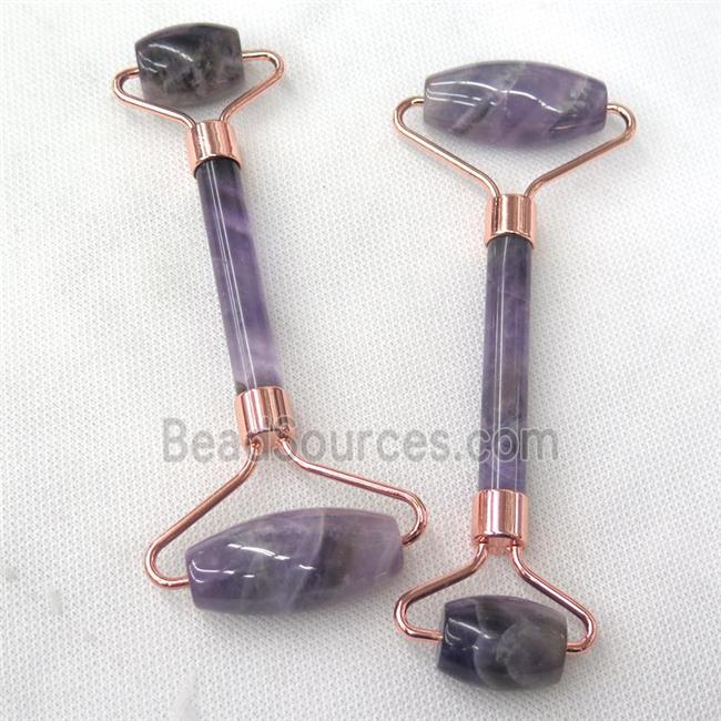 Amethyst Roller GuaSha Massage Tools, rose gold