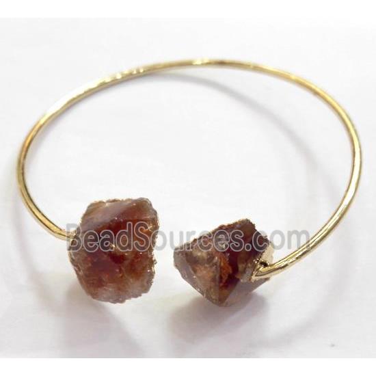 citrine bangle, copper, gold plated