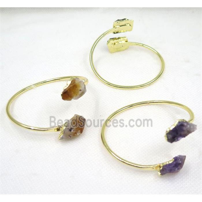 mix gemstone cuff bracelet, copper, gold plated