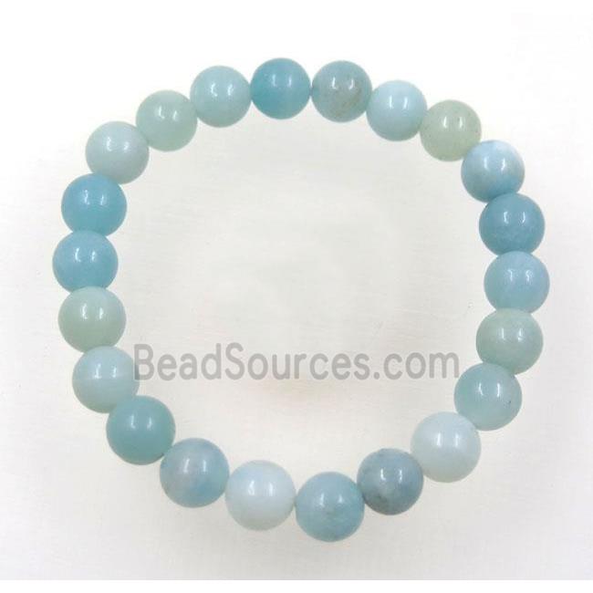 round Amazonite bead bracelet, blue dye, stretchy