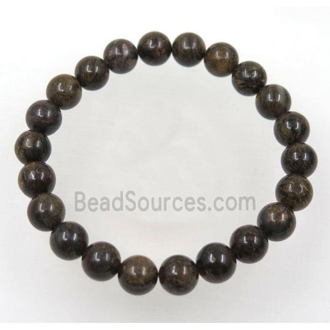 round Bronzite bead bracelet, stretchy