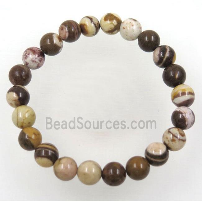 round Australian Zebra Jasper beads bracelet, stretchy