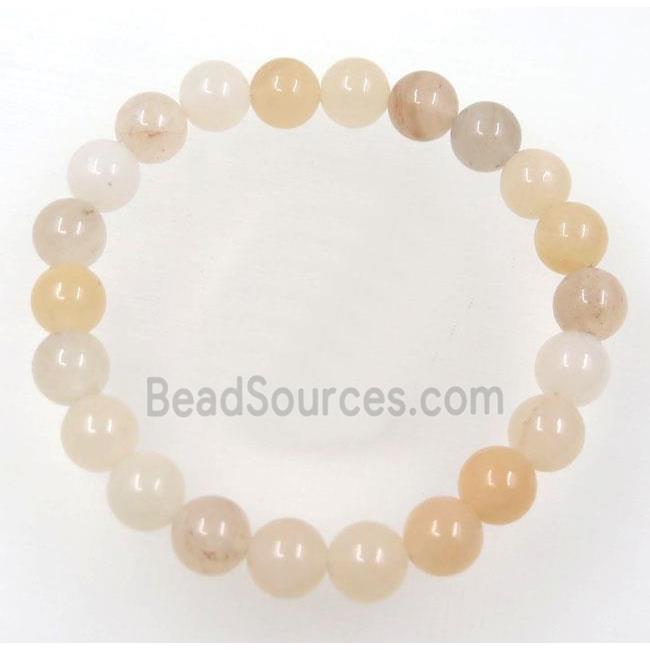 jade bead bracelet, round, stretchy