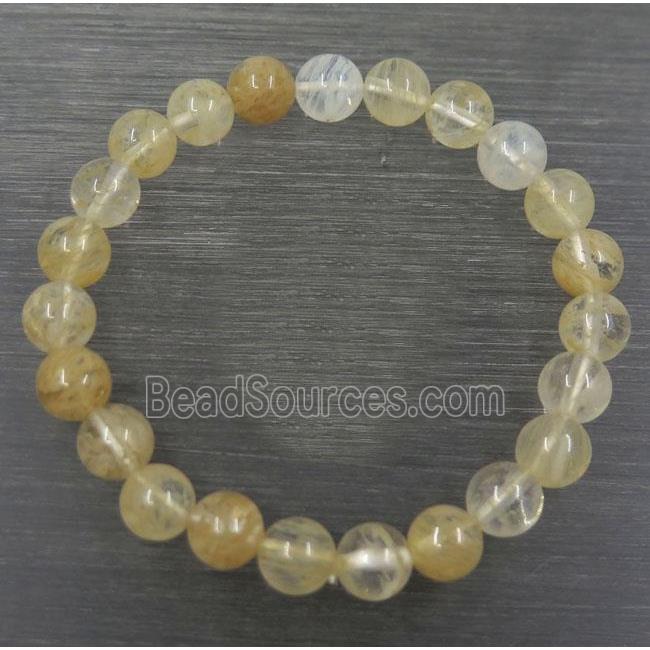 round coffee watermelon quartz crystal bead bracelet, stretchy