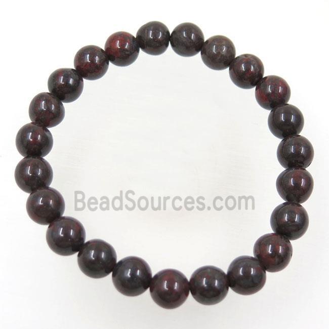 Poppy Jasper beads Bracelet, round, stretchy