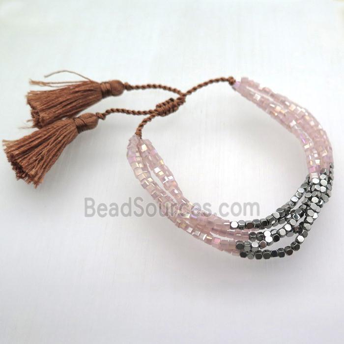 handmade Adjustable bracelet with crystal glass bead