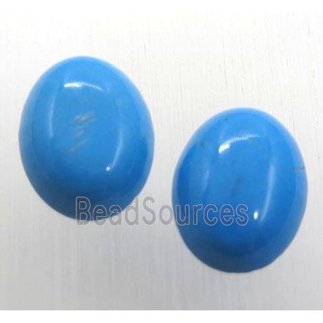 natural turquoise oval cabochon, blue treated