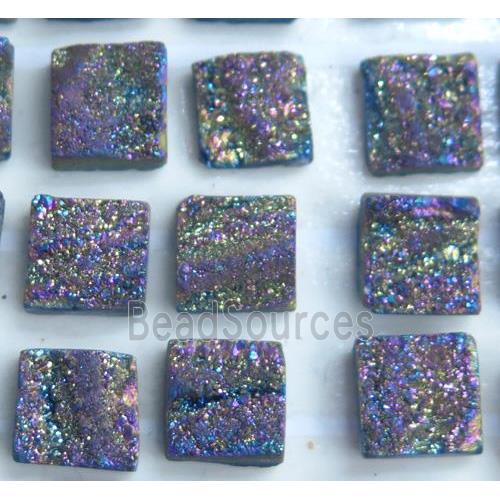 druzy quartz cabochon, square