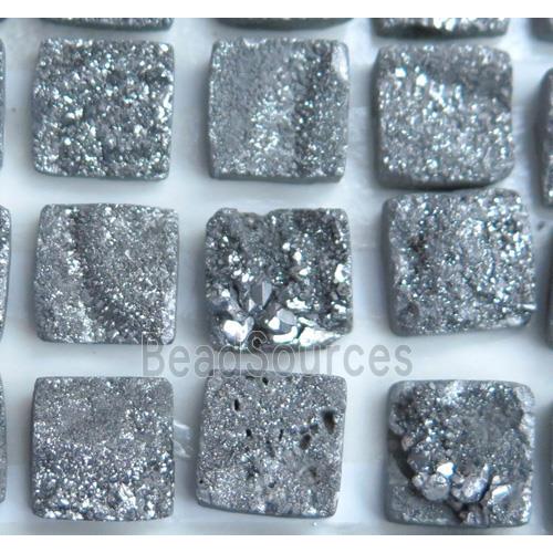 druzy quartz cabochon, square
