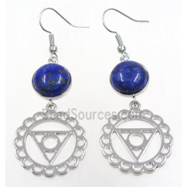 blue lapis earring, platinum plated