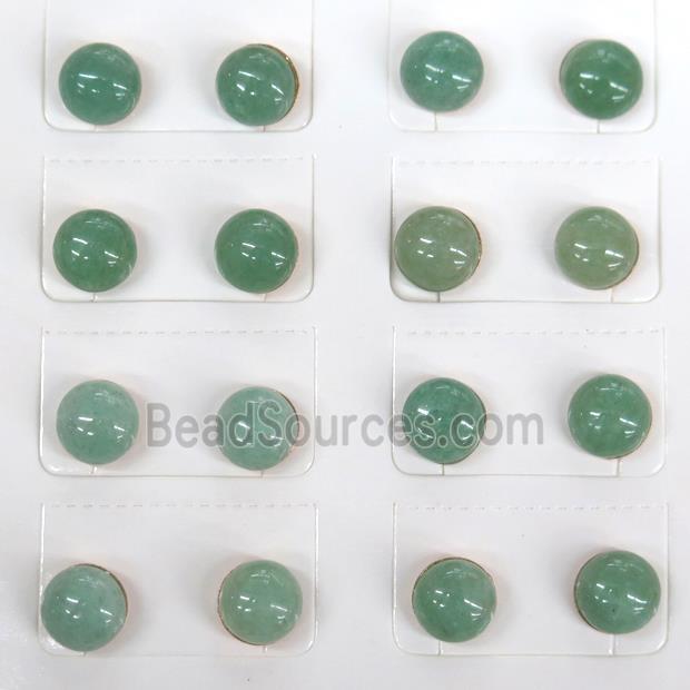 green Aventruine Stud Earring