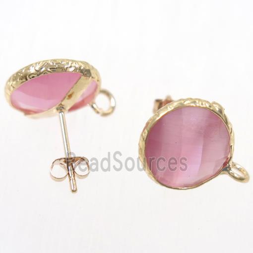 pink Chinese Crystal Glass earring studs