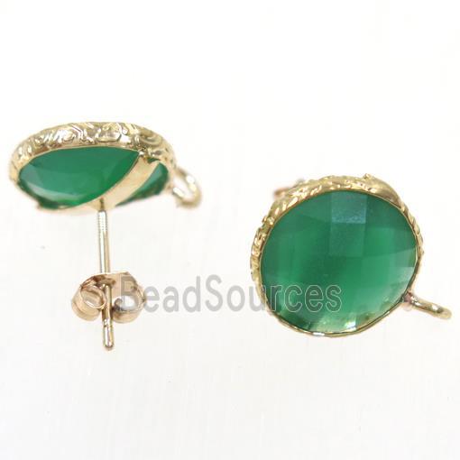 green Chinese Crystal Glass earring studs