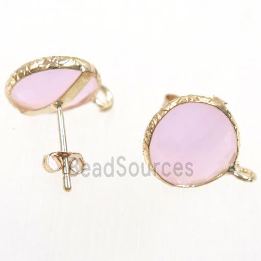 pink Chinese Crystal Glass earring studs