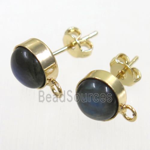 labradorite earring studs, gold plated