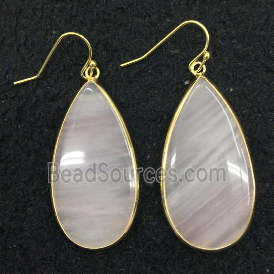 rose quartz earring, teardrop, gold plated