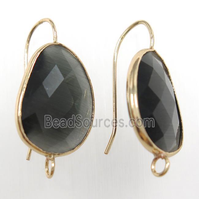 deepcoffee glass crystal earring with loop, gold plated