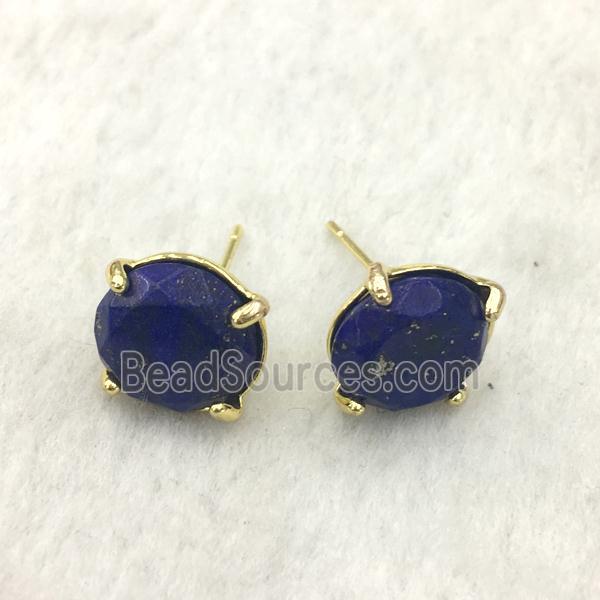 blue Lapis Lazuli Stud Earring, gold plated