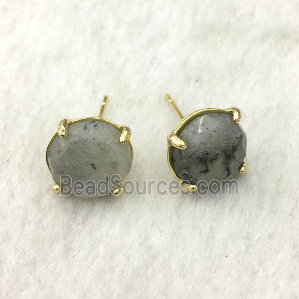 Labradorite Stud Earring, gold plated