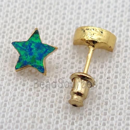 synthetic Fire Opal star Stud Earrings, gold plated