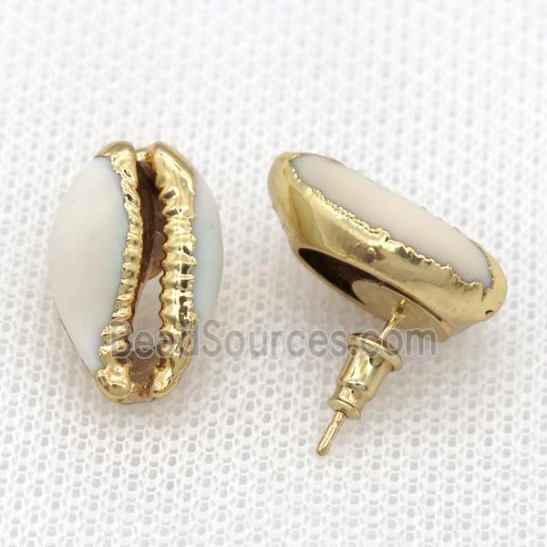 Conch Shell stud Earrings, gold plated