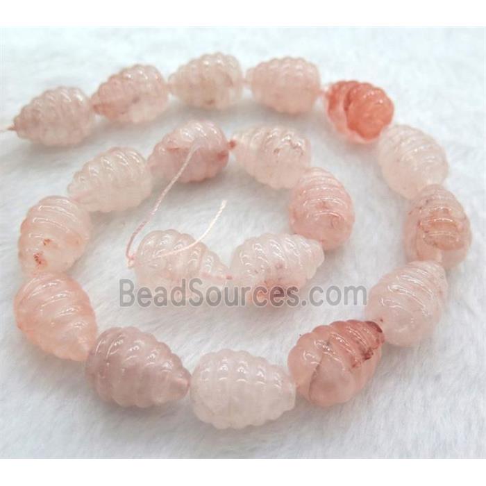 pink Strawberry Quartz teardrop beads
