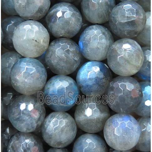 Labradorite beads, faceted round, AA-Grade