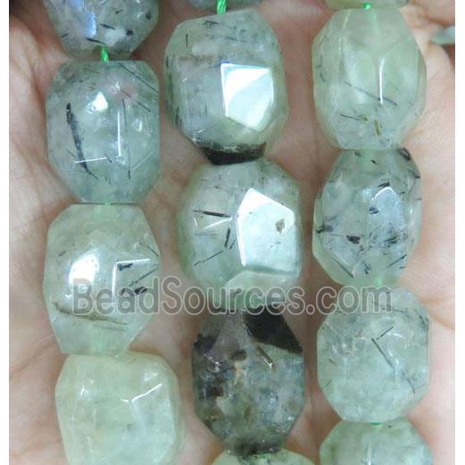 faceted freeform green prehnite nugget beads