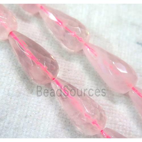 Rose Quartz teardrop beads, faceted