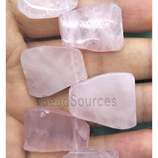 rose quartz collar bead, pink, teardrop, top drilled