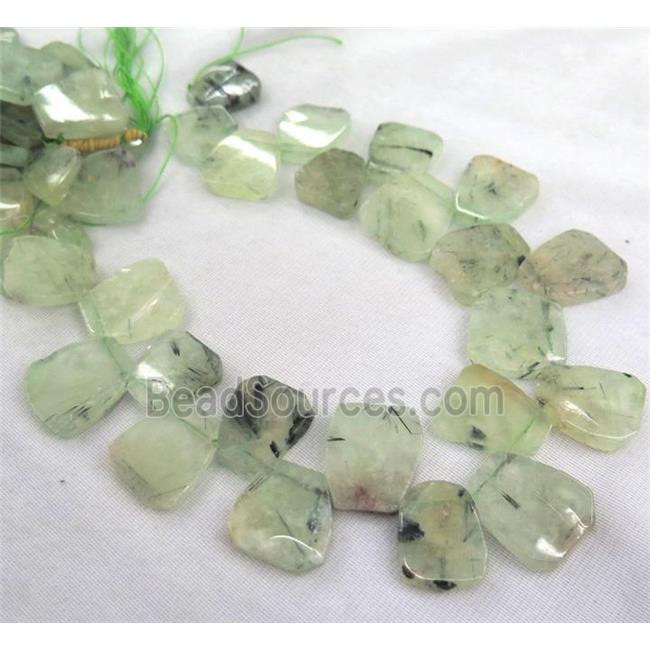 prehnite bead collar, teardrop, green, top drilled