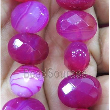 hotpink stripe agate beads, faceted oval