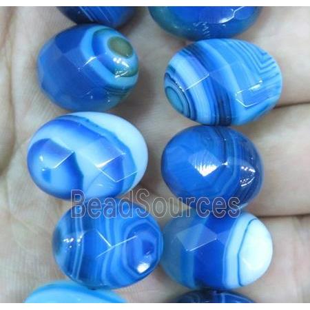 blue stripe agate beads, faceted oval