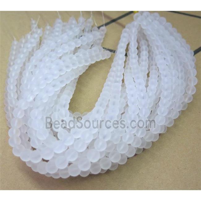 white round matte Clear Quartz Beads