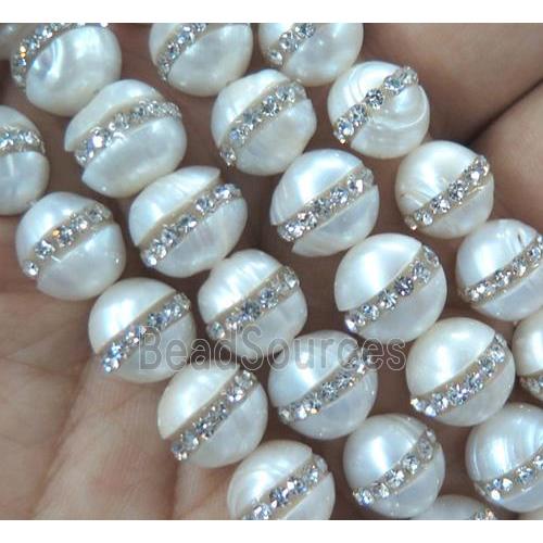 round white freshwater pearl beads paved rhinestone