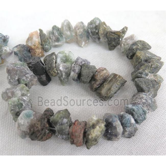 green tourmaline chip beads, freeform nugget