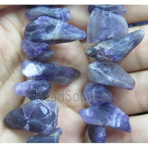 matte amethyst beads, freeform chip, purple